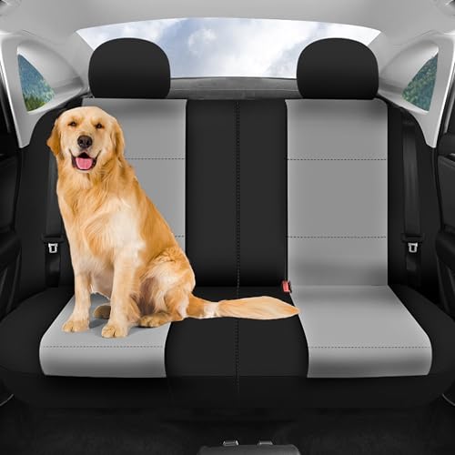 FH Group Waterproof Neoprene Car Seat Covers Full Set – Universal Fit Front & Split Bench Rear Seat Covers, Airbag Compatible Automotive Seat Protectors for Cars, SUVs & Vans, Gray - color: Gray, style: Full Set