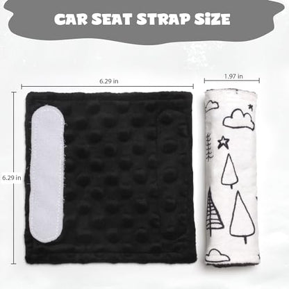 Car Seat Strap Covers for Babies Soft Car Seat Belt Covers, Mink Car Seat Straps Shoulder Pads for Boys and Girls, Black - color: Black