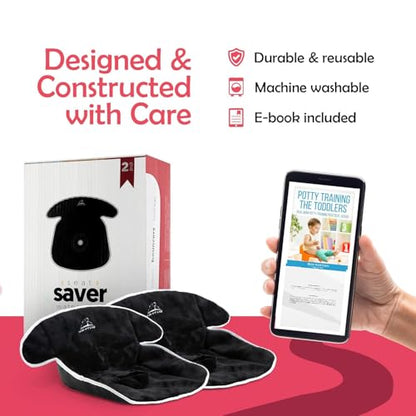Bear and Care - Piddle Pads - Strollers, Bouncers & Car Seat Pad, Waterproof & Machine-Washable Cover on Car Potty for Toddler Toilet Training (Black, 2 Count (Pack of 1)) - color: Black, size: Pack of 2