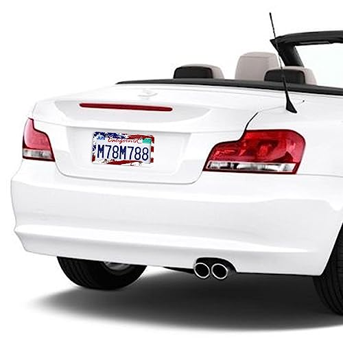 Patriotic American Flag License Plate Frame Holder - 2 Pack Retro Universal Aluminum Matte Stripe US Flag Gloss Car License Plate Frame Covers with Free Screws Fasteners Caps - color: Matte American flag