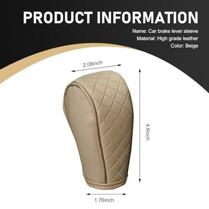 Car Leather Gear Shift Cover, Anti-Slip Dustproof Gear Shifter Stick Protector with Diamond Embroidery, Shift Knob Cover for Lever Protection, Universal for Cars,Trucks,SUVs (Beige) - color: Beige
