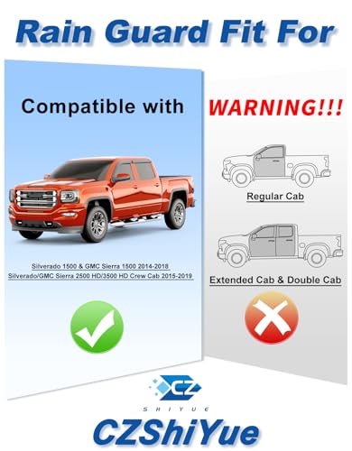 Extra-Thick Rain Guards Fit for Chevy Silverado/GMC Sierra 2014-2019 Crew Cab Window Rain Guard Extra Durable Window Deflectors Window Vent Visors Vent Shades Exterior Car Accessories - size: Fit for 2014-2019 Chevy Silverado/GMC Sierra