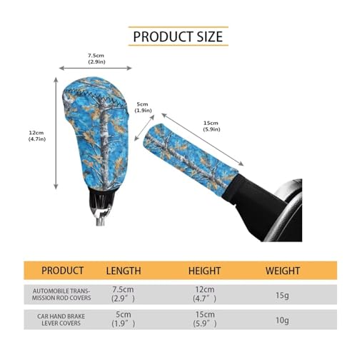 KEIAHUAN Car Gear Shift and Handbrake Cover Breathable Anti-Scratch Car Shifter Gear Hand Brake Cover Automotive Accessories for Men 2PCS, Blue Branch Camo Hunting - color: Blue Branch Camo Hunting Design