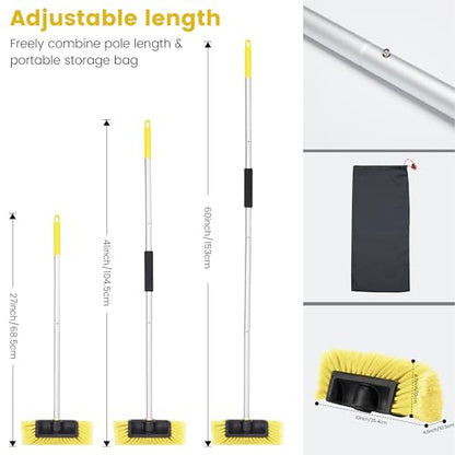 Car Wash Brush with Long Handle, 60'' Soft Bristle Cleaning Brush, Car Cleaning Brushes, Carwash Brushes for SUV, RV, Boat, Truck, House Siding, Sweep Snow, Yellow - color: Yellow