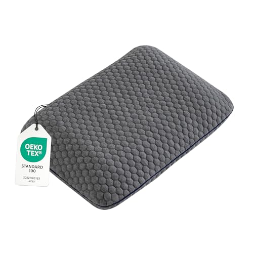 Travel Memory Foam Pillow for Sleeping, Comfortable Camping Pillow, 15.75x11.81x3.94 inches, Easy to Carry Portable Bag, Soft, Breathable, Washable Pillowcase - color: Gray