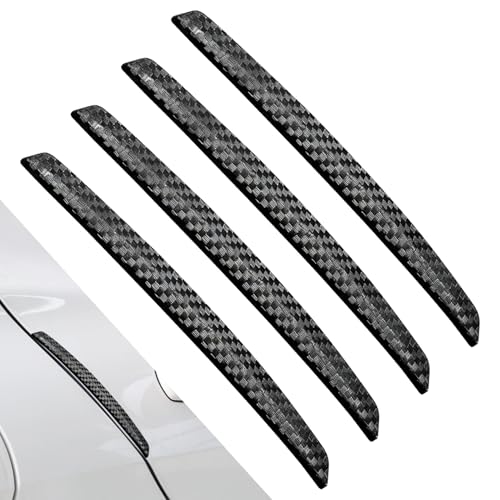 4PCS Car Door Anti-Collision Strip, Car Door Edge Guards, Anti-Scratch Auto Bumper Protector Trim, Auto Exterior Accessories Carbon Fiber Front and Rear Bumper Guard Sticker for Most Vehicles