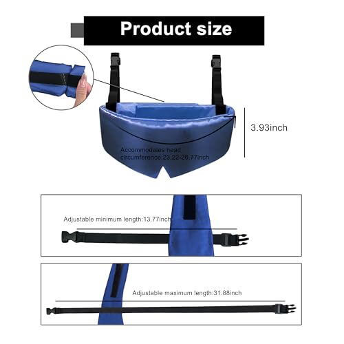 Travel Pillows for Airplanes, Airplane Head Strap with Silk Eye Mask for Sleeping, Long Flights & Car Road Trips 360°Headrest Neck Support, Stops Bobbing, Small & Compact（Blue） - color: Blue