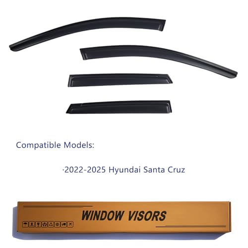 Window Visors Rain Guards Compatible with 2022-2026 Hyundai Santa Cruz, Out-Channel Side Window Wind Deflectors Vent Shades Accessories, Dark Smoke 4 Pcs, 2023 2024 2025 - size: 2022-2026 Hyundai Santa Cruz