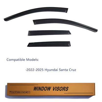 Window Visors Rain Guards Compatible with 2022-2026 Hyundai Santa Cruz, Out-Channel Side Window Wind Deflectors Vent Shades Accessories, Dark Smoke 4 Pcs, 2023 2024 2025 - size: 2022-2026 Hyundai Santa Cruz