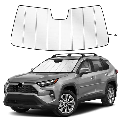 Windshield Sun Shade for to-yo-ta RAV4 2026 Custom Fit Accordion Folding Design Window Sunshade Car Accessories, Full Coverage Sun Visor Protector - Blocks 99% UV Rays - size: To-yo-ta RAV4 2026