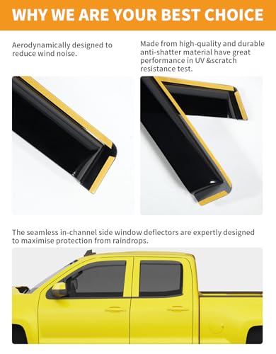 in-Channel Window Rain Guards Fit for Chevrolet(Chevy) Silverado/GMC Sierra Double Cab 2014-2018 Rain Guards Extra Durable Window Deflectors Visors Truck Vent Visors Shades Car Accessories - size: Fit for 2014-2018 Silverado/GMC Sierra Double Cab