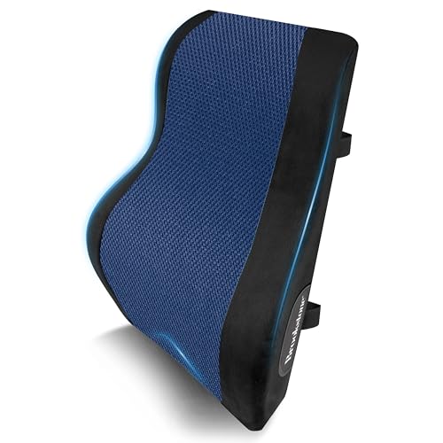 Brookstone BK1172 - Luxurious Back Support Pillow for Office Chairs and Cars, Lumbar Cushion with Premium Grade Memory Foam with Cooling Gel, Soft Plush Cover - color: Black With Cooling (Highback)