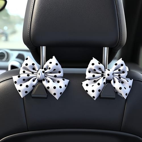2-Pack Car Purse Hooks for Hanging Purses and Bags, Cute Bow car seat headrest Hooks for Hanging car Purse Hooks. (White Wave Point) - color: white Wave point