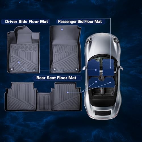 Floor Mats for 2016-2022 Honda HR-V,All-Weather TPE Rubber Car Floor Mats Custom Fit Full Set Includes 1st and 2nd Rows Maximum Coverage Anti-Slip 1st & 2nd Row Black (2016-2022 HR-V) - color: 2016-2022 HR-V