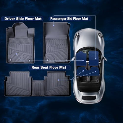 Floor Mats for 2016-2022 Honda HR-V,All-Weather TPE Rubber Car Floor Mats Custom Fit Full Set Includes 1st and 2nd Rows Maximum Coverage Anti-Slip 1st & 2nd Row Black (2016-2022 HR-V) - color: 2016-2022 HR-V