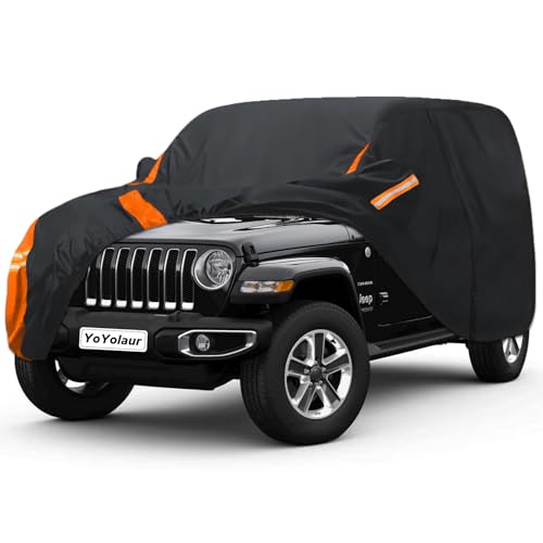 10-Layer Compatible with Jeep Wrangler Cover Waterproof 4 Door All Weather for Automobiles, Outdoor Full Exterior Soft Cotton Lining with Door Zipper, Fit for CJ YJ TJ JK JL - size: Custom Fit for Jeep Wrangler 4 Door