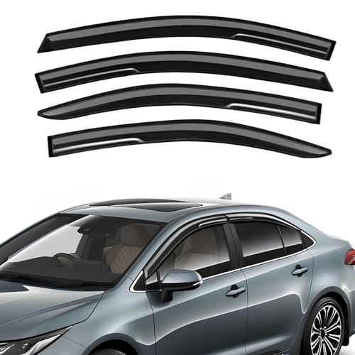 Rain Guards Fit for Toyota Corolla Sedan 2019 2020 2021 2022 2023 2024 2025 2026, Tape-On Extra Durable Side Window Sun Rain Guard 2019-2026 Corolla Visor Deflectors Black 4 PCS - size: Fit for Toyota Corolla Sedan 2019-2026