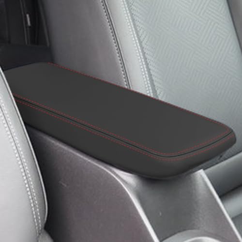 for 2020-2024 Buick Encore GX Accessories Car Armrest Cover Waterproof Center Console Pad Scratch Resistance Box Cover Leather Protector Pad(Black + Red Stitches) - color: Black + Red Stitches