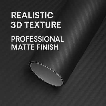 RockRose 3D Matte 3D Black Carbon Fiber Vinyl Wrap, Anti-Wrinkle, Air Release Automotive Bubble Wrap, Self Adhesive Car Vinyl Sticker DIY Decals 5FT x 15FT - color: 3D Black, size: 5FT x 15FT