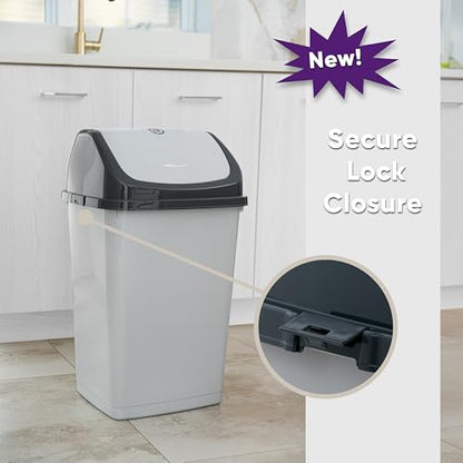 Superio Kitchen Trash Can 13 Gallon with Swing Lid, Plastic Tall Garbage Can Outdoor and Indoor, Large 52 Qt Recycle Bin and Waste Basket for Home, Office, Garage, Patio, Restaurant (SmokeWhite/Grey, 2 Pack) - size: 13 Gallon, style: 2 Pack
