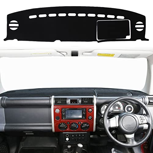 Aunginsy Car Dashboard Cover Mat Compatible with Toyota FJ Cruiser 2007-2021 SUV Dashboard Dash Cover Nonslip Black Mat Sun Pad Dash Carpet Sunshade Glare UV Rays Protector Car Interior Accessories - color: Black(RHD)