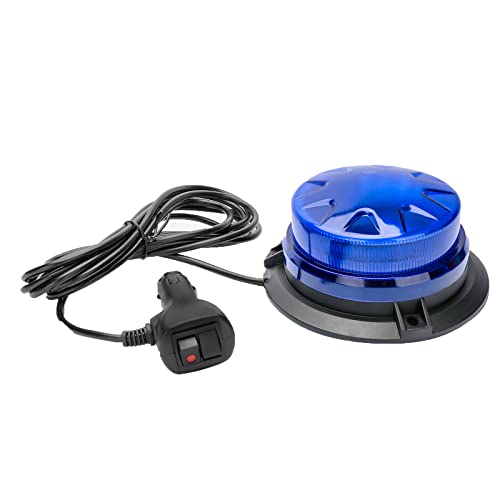 AUXMOTEC Blue Led Emergency Strobe Beacon Lights Bar with Magnetic Mount and 8 Flash Models Warning Safety Flashing Rooftop Signal Lamps for Firefighters Police Vehicles(24-LED 12V-24V) - color: #3 Blue