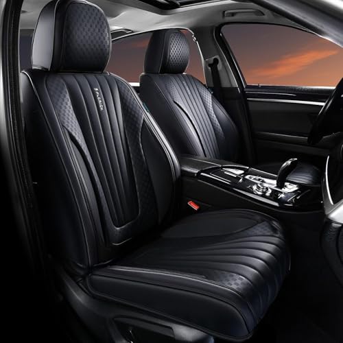 FLORICH Car Seat Covers, Black Leather Car Seat Covers Front Seats, Premium Leatherette Car Seat Cushion for Cars, Automotive Seat Protectors Universal Fit for Most Sedans Cars SUV Trucks - color: Black, size: Frontpair