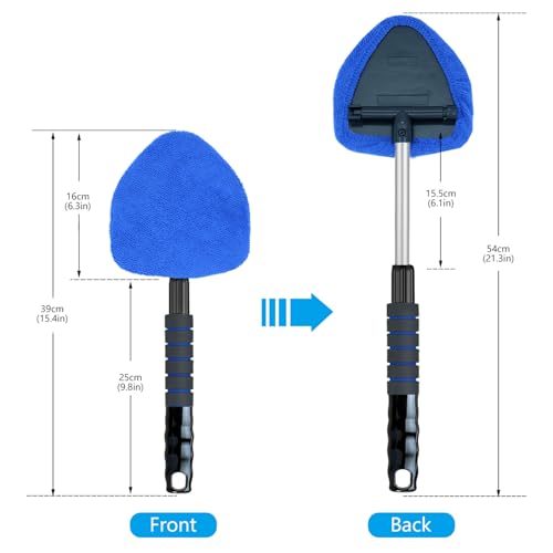 Gven Windshield Cleaner Tool 21" Car Window Cleaner Inside Windshield Cleaning Wand Supplies Interior Glass Care Product Car Accessories with with Extendable Handle& Microfiber Pads