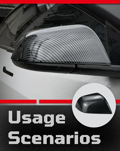 Side Mirror Caps Cover Compatible with Tesla Model 3 2017 2018 2019 2020 2021 2022 2023 2024 2025 Gloss Carbon Fiber Mirror Covers - color: Model 3 Gloss Carbon Fiber Mirror Covers