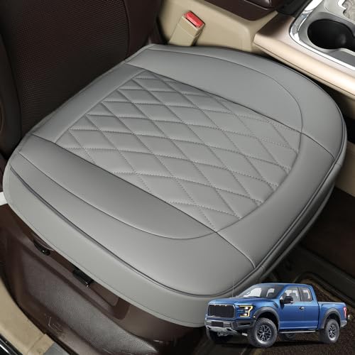 GIANT PANDA Bottom Seat Cover for Trucks&SUV, Front PU Leather Driver Seat Protector Fit for Chevy,Ram,Toyota,GMC,Ford F150 F-Series (Grey-2PCS) - color: Front Seat Gray Style B, size: 2 Pieces Larger Size for Truck&SUV