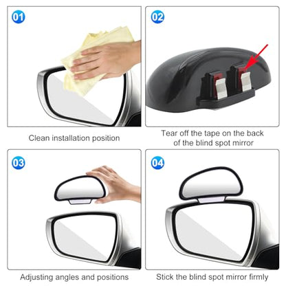Blind Spot Mirror Adjustable 360 Degree Car Side Mirror, HD Glass Rear View Exterior Accessories Frame Thickness Less than 5MM for Car SUV (single mirror left) - style: single mirror left