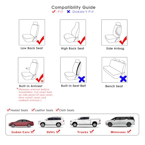 Champlus Car Seat Covers, Premium Leather Ultra Comfort and Thick 2 Front Seat Covers Racing Design, Universal Fit Automotive Sedan Cars, SUVs, Trucks, Mini Vans, Airbag Compatible, Easy to Install - color: Gray