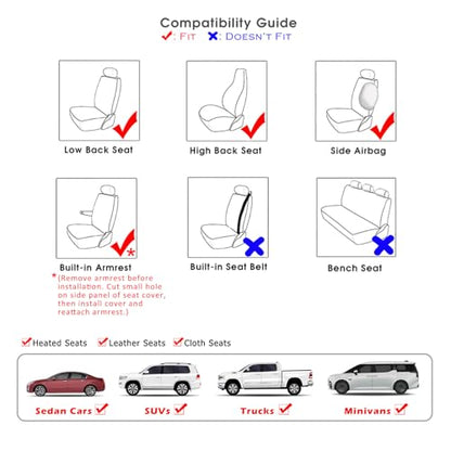 Champlus Car Seat Covers, Premium Leather Ultra Comfort and Thick 2 Front Seat Covers Racing Design, Universal Fit Automotive Sedan Cars, SUVs, Trucks, Mini Vans, Airbag Compatible, Easy to Install - color: Gray