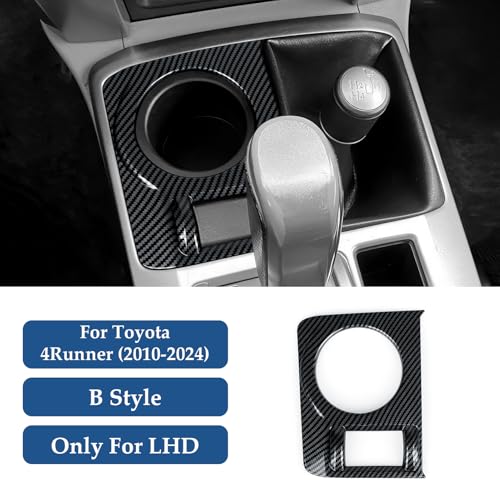 Car Cup Holder ABS Sticker Carbon Fiber Decal Cover Interior Trim Accessories for Toyota 4Runner SUV 2010-2025 Black （B） - color: Cup Holder B