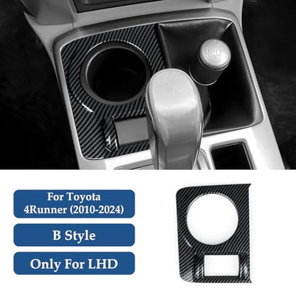 Car Cup Holder ABS Sticker Carbon Fiber Decal Cover Interior Trim Accessories for Toyota 4Runner SUV 2010-2025 Black （B） - color: Cup Holder B
