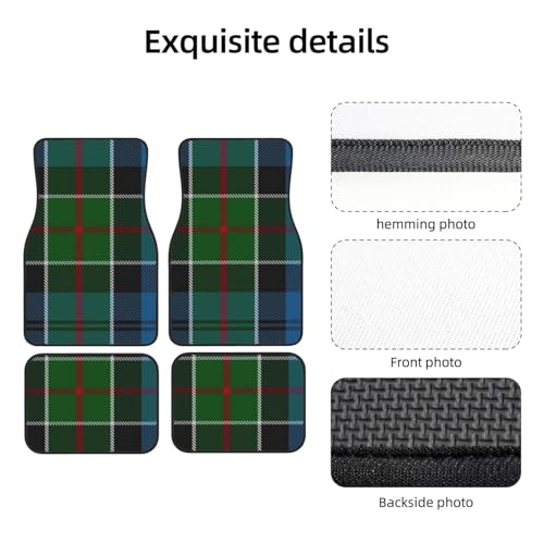 Kirkpatrick Tartan Car Foot Pad 4pc Set - Thick Rubber Floor Pad Suitable for Off Road Trucks, Home Suvs, and Daily Commuters