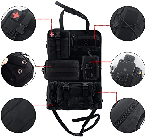 Z8 Tactical Front Seat Back Storage Bag/Hanger Bag Organizer with 5 Bags,Universal fits for All Vehicel - color: Black