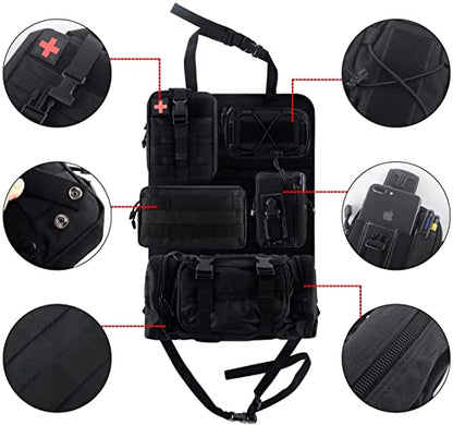 Z8 Tactical Front Seat Back Storage Bag/Hanger Bag Organizer with 5 Bags,Universal fits for All Vehicel - color: Black