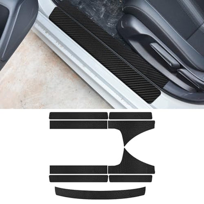 Bilisin 9PCS Car Door Sill Protector Compatible with Honda Civic 11th Gen 2022-2025,Carbon Fiber Leather Auto Trunk Door Sill Entry Guard Scratch Protector Accessories - size: for Civic 11th Gen 2022-2025
