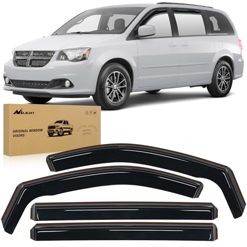 Nilight in Channel Rain Guards for Grand Caravan 2008-2023, Chrysler Town Country 2008 2009 2010 2011 2012 2013 2014 2015 2016, Volkswagen Routan 2009-2012 Window Deflectors, Vent Window Visors-4PCS - size: Grand Caravan 2008-2023