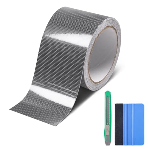 Lypumso 6D High Gloss Carbon Fiber Vinyl Wrap Tape, Chrome Delete Tape for Cars Motorcycle Detailing DIY Car Door Edge Guard Decals Blackout Tape Roll (6D Grey, 3in x 30ft) - color: 6D Grey, size: 3in x 30ft