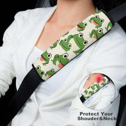 Comfortable Cushion Pad Car Shoulder Strap Harness Pad, Cute Frog 2PCS Car Belt Covers - color: Color357