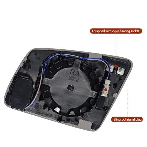 RH Heated Mirror Glass Fit for Mercedes Benz A Class B C Replace A2128102921, with Blind Spot Detection Right Passenger Side - size: Right Side