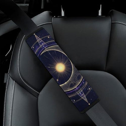Fashion 2PCS Car Belt Covers, Sacred Geometric Symbol Purple Space Galaxy Stars Mystic Sun Moon Protect Your Shoulders Car Safety Seat Belt Strap - color: Color352