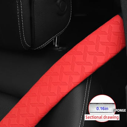 2PCS Extra Long Car Seatbelt Cover, 29.53 inches Soft Leather Vehicle Safety Seat Belt Strap Cushion, Comfortable Auto Shoulder Neck Chest Protection Pads Accessories, Extremely Long (Red) - color: Red/29 inches