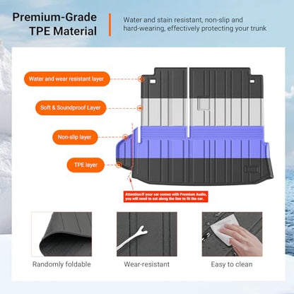 powoq Cargo Mat Compatible with 2020-2026 Toyota Highlander Backrest Mat TPE Cargo Liners Replacement for Toyota Highlander Accessories (Fit 2020-2026 Highlander,Rear Cargo Mat with Backrest Mat) - size: Compatible with Toyota Highlander | 2020-2026