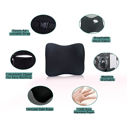 Super Fit Car Headrest Pillow, Car Pillow for Driving with Adjustable Strap, 100% Memory Foam Neck Pillow, Breathable Removable Cover & Ergonomic Design - Softness Travel Car Neck Pillow(Black, 1Pc) - color: Black