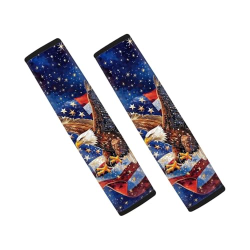 Eagle Flag Car Seat Belt Cover Shoulder Safety Strap Covers Pads 2 Piece Fashion Auto Interior Protect You Neck And Shoulder From The Seat Belt Rubbing - color: Eagle Flag-A