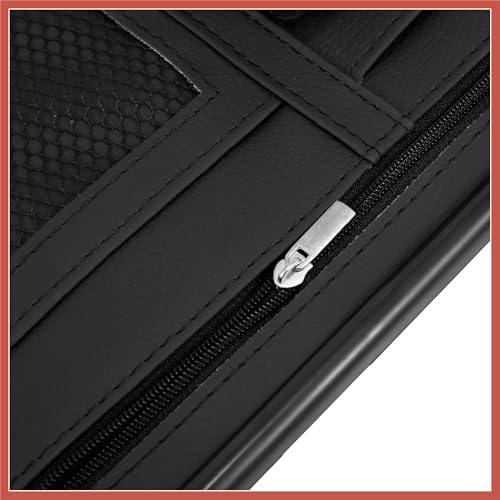 ACROPIX Black Universal Car Sun Visor Organizer Sunglasses Case Storage Pocket Hook and Loop Tape ABS PU Leather for SUV RV Truck Car Parts