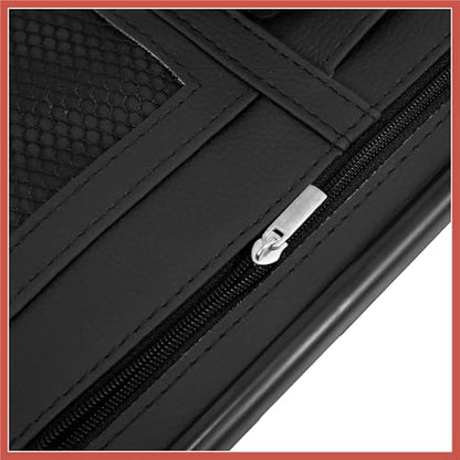 ACROPIX Black Universal Car Sun Visor Organizer Sunglasses Case Storage Pocket Hook and Loop Tape ABS PU Leather for SUV RV Truck Car Parts